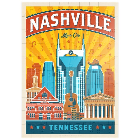 Darstellung des Puzzle Motivs Nashville Landmarks, Vintage Poster puzzleplate Nashville Landmarks, Vintage Poster 100 Puzzle