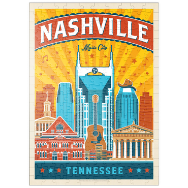 Darstellung des Puzzle Motivs puzzleplate Nashville Landmarks, Vintage Poster 200 Puzzle