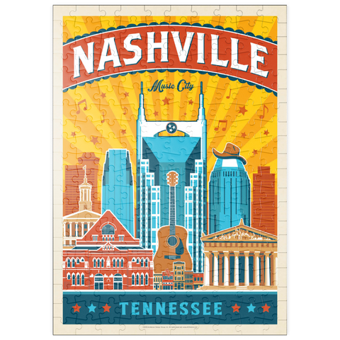 Darstellung des Puzzle Motivs Nashville Landmarks, Vintage Poster puzzleplate Nashville Landmarks, Vintage Poster 200 Puzzle