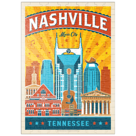 Darstellung des Puzzle Motivs Nashville Landmarks, Vintage Poster - Puzzleteile: 200