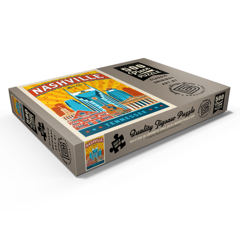 Darstellung des Puzzle Motivs Nashville Landmarks, Vintage Poster Nashville Landmarks, Vintage Poster 500 Puzzle Schachtel Ansicht1