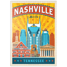 Darstellung des Puzzle Motivs Nashville Landmarks, Vintage Poster - Puzzleteile: 500