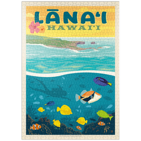 Darstellung des Puzzle-Motivs Hawaii: Lānaʻi (Tropische Fische), Vintage Poster – Puzzleteile: 1000
