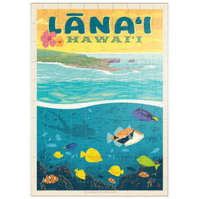 Darstellung des Puzzle Motivs Hawaii: Lānaʻi (Tropische Fische), Vintage Poster - Puzzleteile: 100