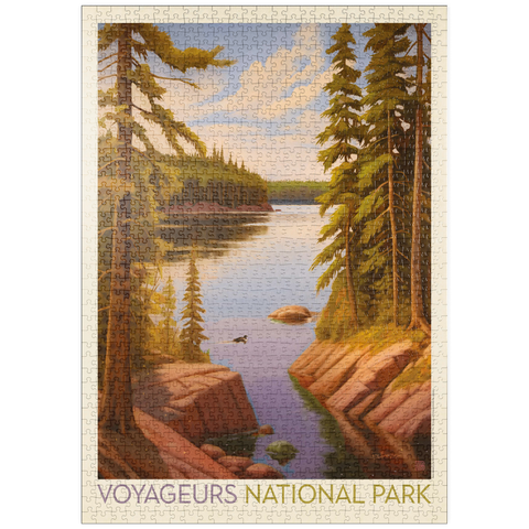 Darstellung des Puzzle Motivs Voyageurs-Nationalpark: Stille Bucht, Vintage-Poster puzzleplate Voyageurs National Park: Quiet Cove, Vintage Poster 1000 Puzzle