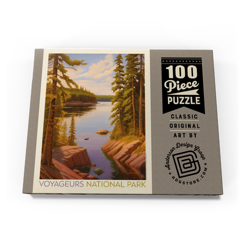 Darstellung des Puzzle Motivs Voyageurs-Nationalpark: Stille Bucht, Vintage-Poster Voyageurs National Park: Quiet Cove, Vintage Poster 100 Puzzle Schachtel Ansicht3