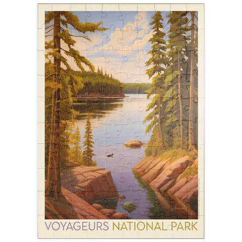 Darstellung des Puzzle Motivs Voyageurs-Nationalpark: Stille Bucht, Vintage-Poster puzzleplate Voyageurs National Park: Quiet Cove, Vintage Poster 100 Puzzle