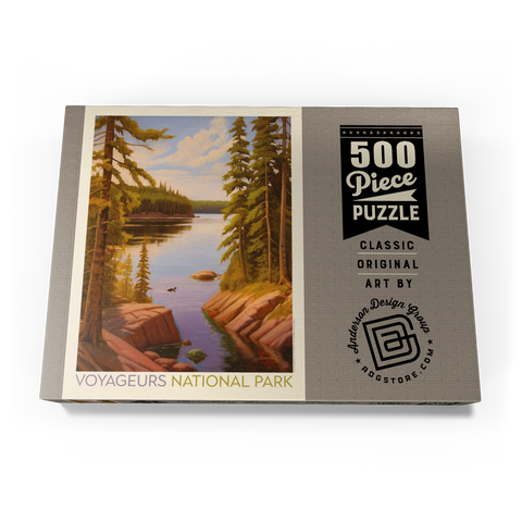 Darstellung des Puzzle Motivs Voyageurs-Nationalpark: Stille Bucht, Vintage-Poster Voyageurs National Park: Quiet Cove, Vintage Poster 500 Puzzle Schachtel Ansicht3