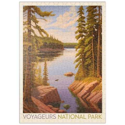 Darstellung des Puzzle Motivs Voyageurs-Nationalpark: Stille Bucht, Vintage-Poster puzzleplate Voyageurs National Park: Quiet Cove, Vintage Poster 500 Puzzle