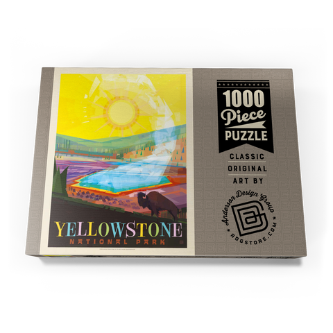 Darstellung des Puzzle Motivs Yellowstone-Nationalpark: Grand Prismatic Springs (Mod Design), Vintage Poster Yellowstone National Park: Grand Prismatic Springs (Mod Design), Vintage Poster 1000 Puzzle Schachtel Ansicht3