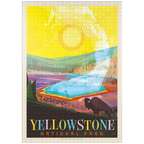 Darstellung des Puzzle Motivs Yellowstone-Nationalpark: Grand Prismatic Springs (Mod Design), Vintage Poster puzzleplate Yellowstone National Park: Grand Prismatic Springs (Mod Design), Vintage Poster 1000 Puzzle