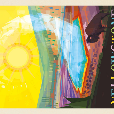 Darstellung des Puzzle Motivs Yellowstone-Nationalpark: Grand Prismatic Springs (Mod Design), Vintage Poster Yellowstone National Park: Grand Prismatic Springs (Mod Design), Vintage Poster 1000 Puzzle 3D Modell