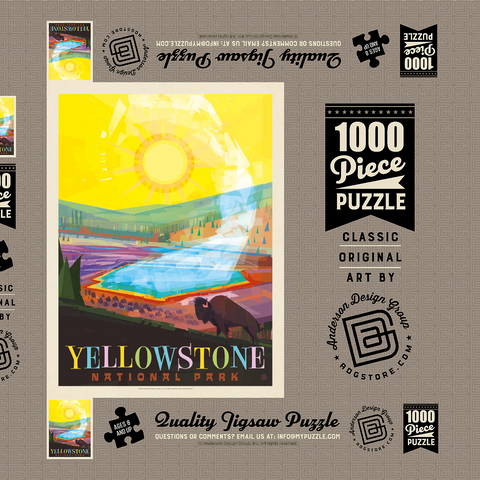 Darstellung des Puzzle Motivs Yellowstone-Nationalpark: Grand Prismatic Springs (Mod Design), Vintage Poster Yellowstone National Park: Grand Prismatic Springs (Mod Design), Vintage Poster 1000 Puzzle Schachtel 3D Modell