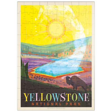 Darstellung des Puzzle Motivs puzzleplate Yellowstone National Park: Grand Prismatic Springs (Mod Design), Vintage Poster 100 Puzzle