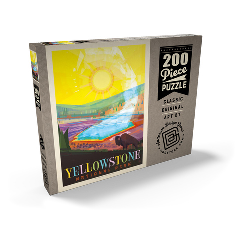 Darstellung des Puzzle Motivs Yellowstone-Nationalpark: Grand Prismatic Springs (Mod Design), Vintage Poster Yellowstone National Park: Grand Prismatic Springs (Mod Design), Vintage Poster 200 Puzzle Schachtel Ansicht2