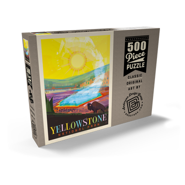 Darstellung des Puzzle Motivs Yellowstone National Park: Grand Prismatic Springs (Mod Design), Vintage Poster 500 Puzzle Schachtel Ansicht2