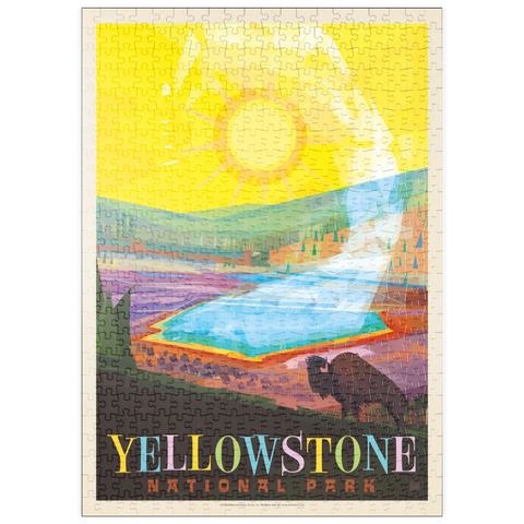 Darstellung des Puzzle Motivs Yellowstone-Nationalpark: Grand Prismatic Springs (Mod Design), Vintage Poster puzzleplate Yellowstone National Park: Grand Prismatic Springs (Mod Design), Vintage Poster 500 Puzzle