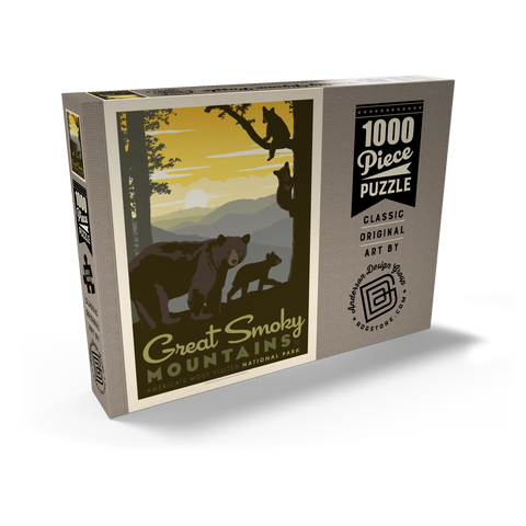 Darstellung des Puzzle Motivs Great Smoky Mountains National Park: Mama Bär & Jungtiere Great Smoky Mountains National Park: Mama Bear & Cubs 1000 Puzzle Schachtel Ansicht2