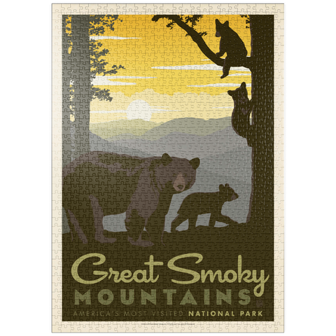 Darstellung des Puzzle Motivs Great Smoky Mountains National Park: Mama Bär & Jungtiere puzzleplate Great Smoky Mountains National Park: Mama Bear & Cubs 1000 Puzzle
