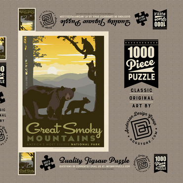 Darstellung des Puzzle Motivs Great Smoky Mountains National Park: Mama Bear & Cubs 1000 Puzzle Schachtel 3D Modell