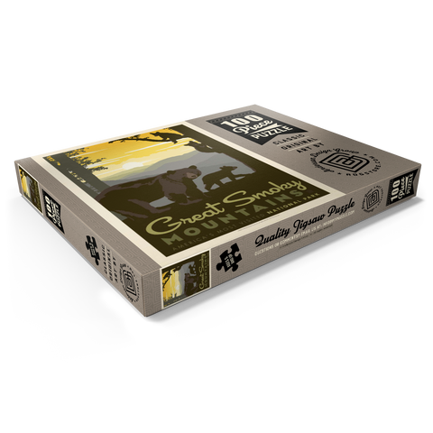 Darstellung des Puzzle Motivs Great Smoky Mountains National Park: Mama Bär & Jungtiere Great Smoky Mountains National Park: Mama Bear & Cubs 100 Puzzle Schachtel Ansicht1