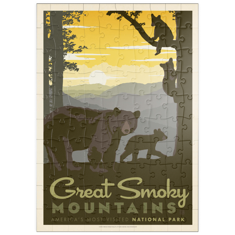 Darstellung des Puzzle Motivs Great Smoky Mountains National Park: Mama Bär & Jungtiere puzzleplate Great Smoky Mountains National Park: Mama Bear & Cubs 100 Puzzle