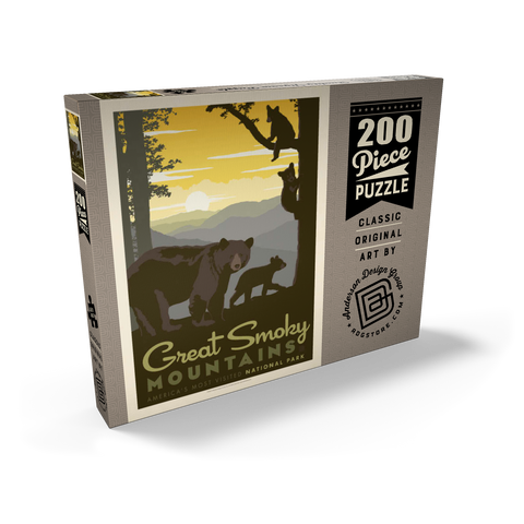Darstellung des Puzzle Motivs Great Smoky Mountains National Park: Mama Bär & Jungtiere Great Smoky Mountains National Park: Mama Bear & Cubs 200 Puzzle Schachtel Ansicht2