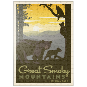 Darstellung des Puzzle Motivs Great Smoky Mountains National Park: Mama Bär & Jungtiere - Puzzleteile: 200
