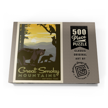 Darstellung des Puzzle Motivs Great Smoky Mountains National Park: Mama Bear & Cubs 500 Puzzle Schachtel Ansicht3