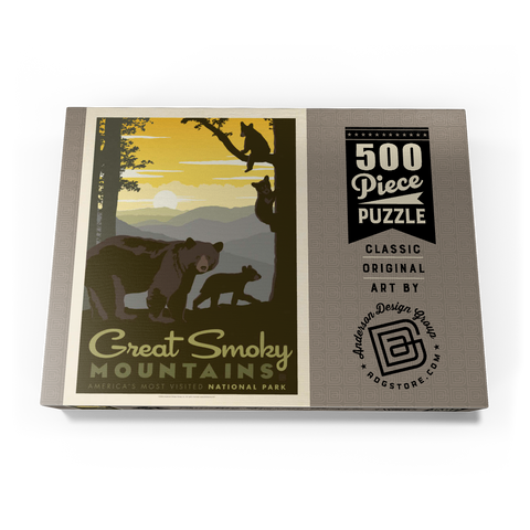 Darstellung des Puzzle Motivs Great Smoky Mountains National Park: Mama Bär & Jungtiere Great Smoky Mountains National Park: Mama Bear & Cubs 500 Puzzle Schachtel Ansicht3