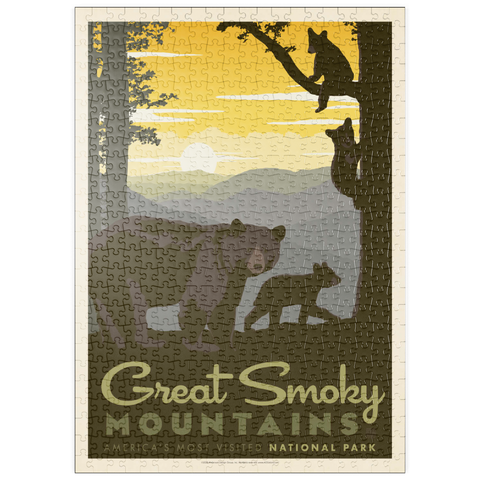Darstellung des Puzzle Motivs Great Smoky Mountains National Park: Mama Bär & Jungtiere puzzleplate Great Smoky Mountains National Park: Mama Bear & Cubs 500 Puzzle