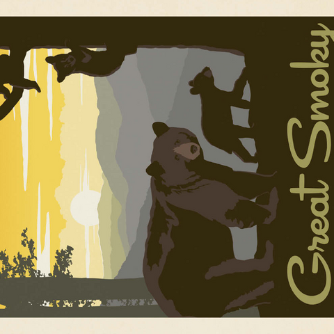 Darstellung des Puzzle Motivs Great Smoky Mountains National Park: Mama Bär & Jungtiere Great Smoky Mountains National Park: Mama Bear & Cubs 500 Puzzle 3D Modell