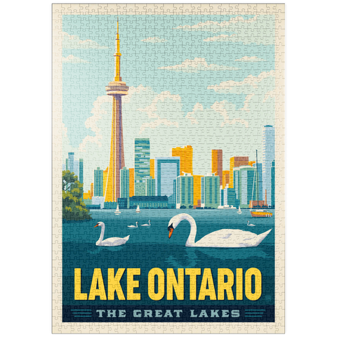 Darstellung des Puzzle Motivs Große Seen: Ontariosee, Vintage-Poster puzzleplate Great Lakes: Lake Ontario, Vintage Poster 1000 Puzzle