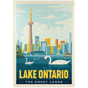 Darstellung des Puzzle Motivs Große Seen: Ontariosee, Vintage-Poster - Puzzleteile: 1000