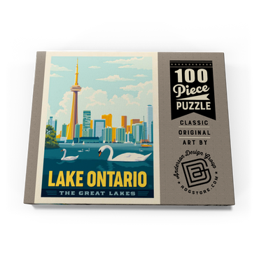 Darstellung des Puzzle Motivs Great Lakes: Lake Ontario, Vintage Poster 100 Puzzle Schachtel Ansicht3
