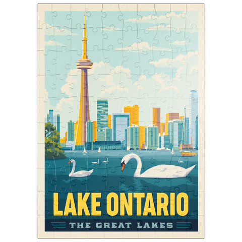 Darstellung des Puzzle Motivs Große Seen: Ontariosee, Vintage-Poster puzzleplate Great Lakes: Lake Ontario, Vintage Poster 100 Puzzle
