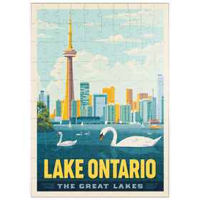 Darstellung des Puzzle Motivs Große Seen: Ontariosee, Vintage-Poster - Puzzleteile: 100