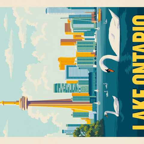 Darstellung des Puzzle Motivs Große Seen: Ontariosee, Vintage-Poster Great Lakes: Lake Ontario, Vintage Poster 100 Puzzle 3D Modell