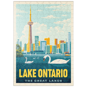 Darstellung des Puzzle Motivs Große Seen: Ontariosee, Vintage-Poster - Puzzleteile: 200