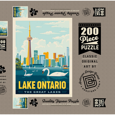Darstellung des Puzzle Motivs Große Seen: Ontariosee, Vintage-Poster Great Lakes: Lake Ontario, Vintage Poster 200 Puzzle Schachtel 3D Modell