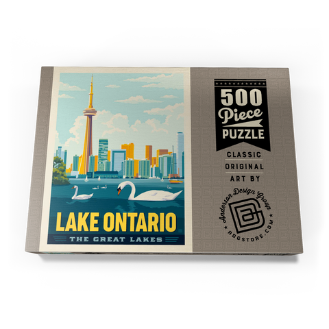 Darstellung des Puzzle Motivs Große Seen: Ontariosee, Vintage-Poster Great Lakes: Lake Ontario, Vintage Poster 500 Puzzle Schachtel Ansicht3