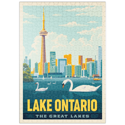 Darstellung des Puzzle Motivs Große Seen: Ontariosee, Vintage-Poster puzzleplate Great Lakes: Lake Ontario, Vintage Poster 500 Puzzle