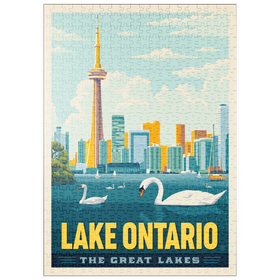Darstellung des Puzzle Motivs Große Seen: Ontariosee, Vintage-Poster - Puzzleteile: 500