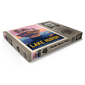 Darstellung des Puzzle Motivs Große Seen: Huronsee, Vintage-Poster - Puzzleteile: 200