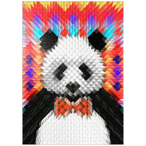 puzzleplate Colorful Geometric Panda with Vibrant Pattern 1000 Puzzle