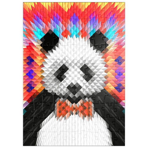 puzzleplate Colorful Geometric Panda with Vibrant Pattern 100 Puzzle