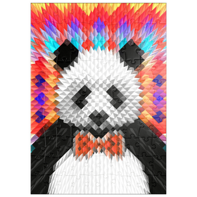 Darstellung des Puzzle Motivs Bunter geometrischer Panda mit lebhaftem Muster - Puzzleteile: 100