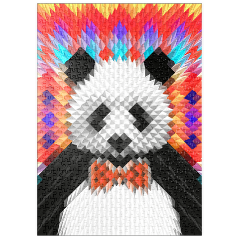 puzzleplate Colorful Geometric Panda with Vibrant Pattern 500 Puzzle