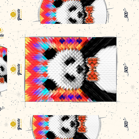 Colorful Geometric Panda with Vibrant Pattern 500 Puzzle Schachtel 3D Modell