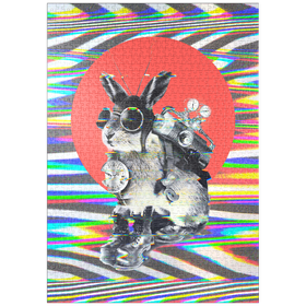 Darstellung des Puzzle Motivs Steampunk-Häschen mit psychedelischen Vibes - Puzzleteile: 1000